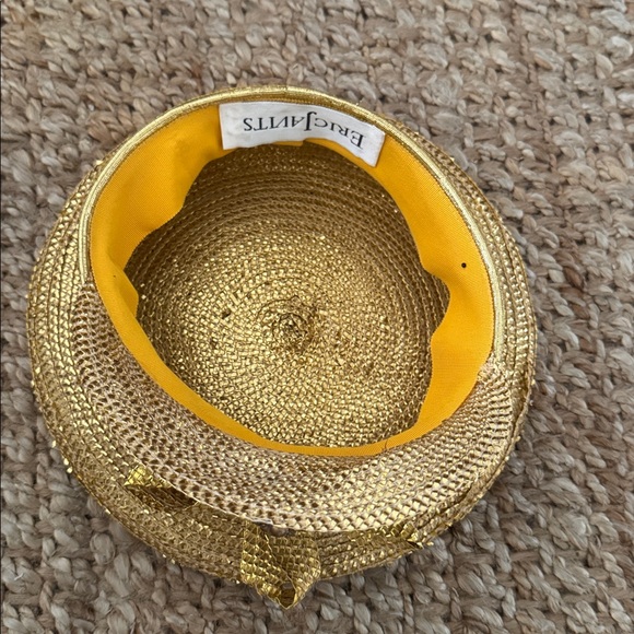 Rare Vintage gold military Eric Javits straw Hat main image 7